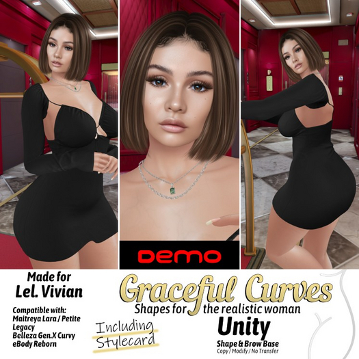 Second life marketplace graceful curves unity shape lelutka